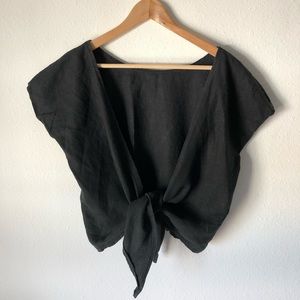 Elizabeth Suzann Maxine Crop Black Linen